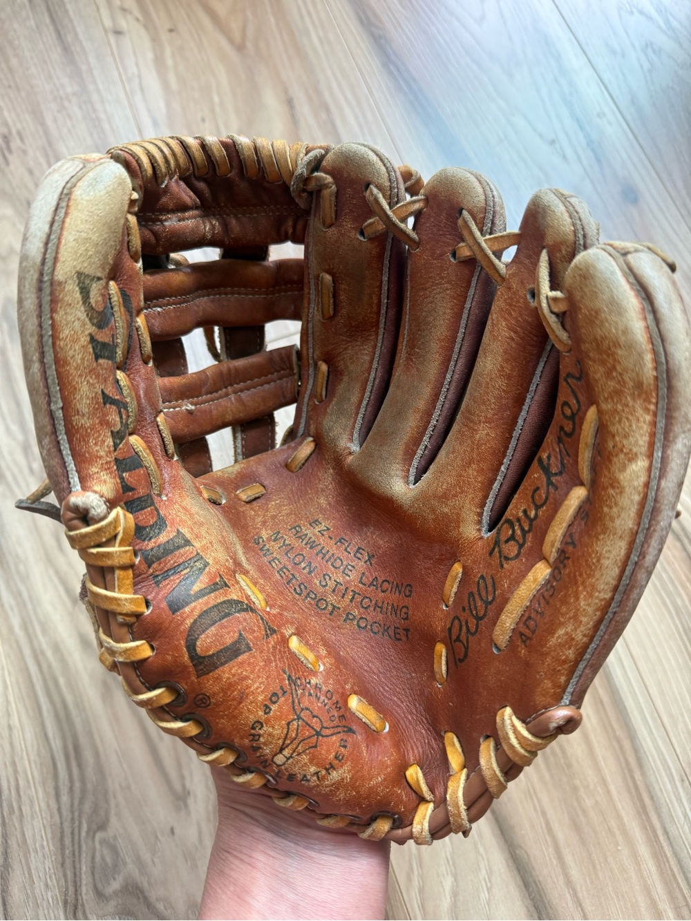 Spalding Brown Leather Baseball Glove with Bill Buckner Marking